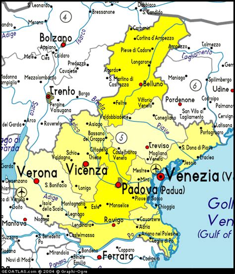 Map of Veneto map, Veneto, Italy, Italy Atlas