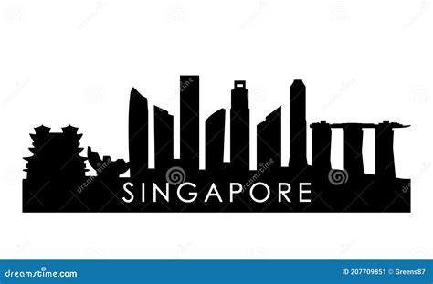 Singapore Skyline Silhouette. Stock Vector - Illustration of marina ...