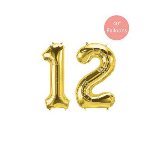 12 Gold Number Balloon 12 Gold Balloons Gold 12 Balloon | Etsy