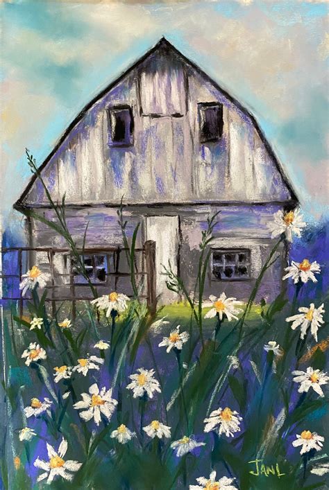 Old Rustic Barn in a Field of Spring Daisies 11 X 17 Original - Etsy ...