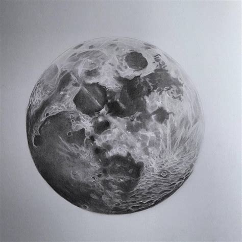 Original Moon Drawing A3. Graphite Art. Lunar, Night Sky. Astronomy ...