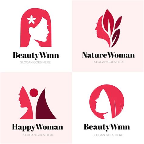 Free Vector | Flat woman logo set