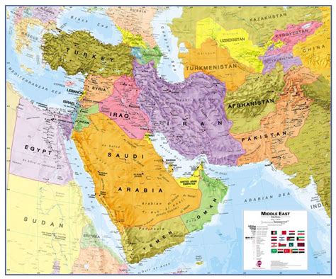 Middle East Wall Map Political