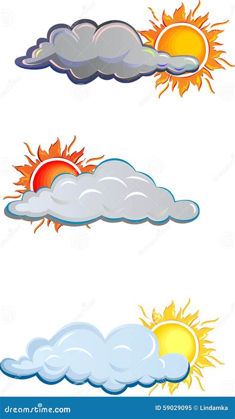 Vector Drawing Of Clouds And Sun | CartoonDealer.com #59029095