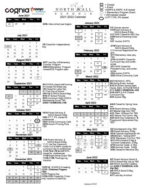 Calendar – North Wall Schools