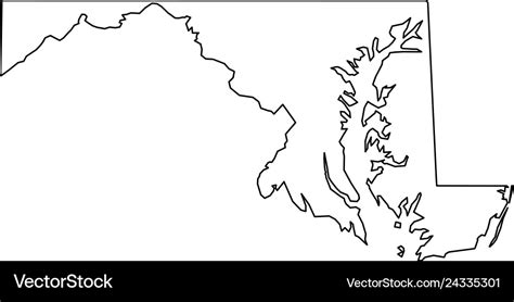 Maryland state of usa - solid black outline map Vector Image