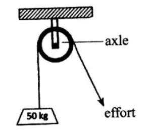 The diagram below represents a single fixed pulley in use. Which one of ...