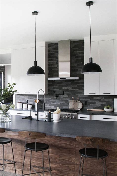 Grey Kitchen Cabinets With Black Backsplash - StephanyEvans