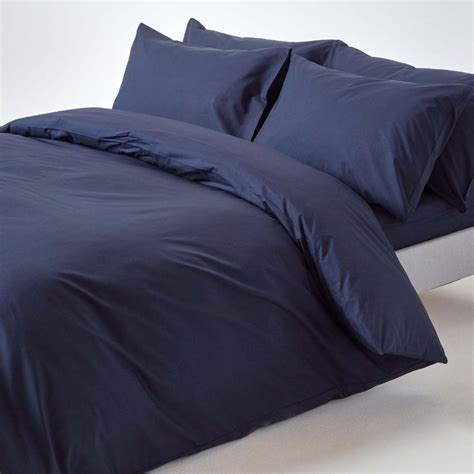 Navy Blue Egyptian Cotton Single Duvet Cover with One Pillowcase, 200 ...