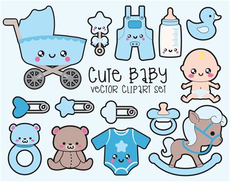 Premium Vector Clipart Kawaii Baby Clipart Kawaii Baby Blue Clipart ...