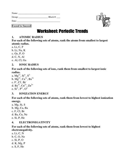 Worksheet Periodic Table Trends – Englishworksheet.my.id