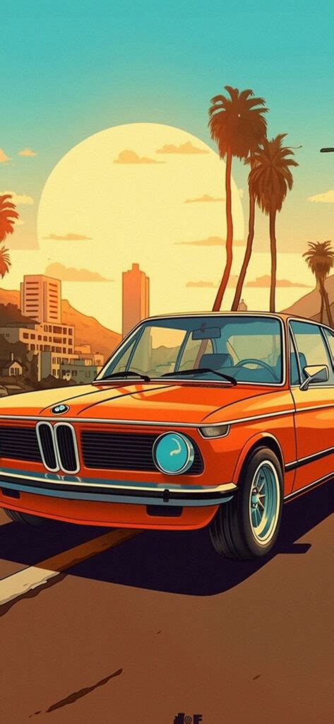 Orange BMW 2002tii & Sunset Wallpaper - BMW Wallpaper Phone