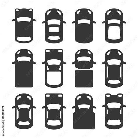 Car Top View Icons Set. Vector Stock Vector | Adobe Stock