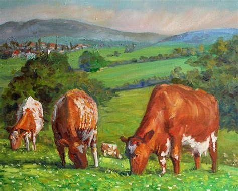 Cows in the Pasture Near River Original Oil Painting on Canvas | Etsy ...