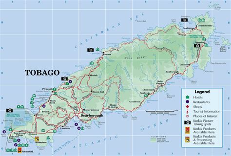 Large detailed road and tourist map of Tobago island. Tobago island ...