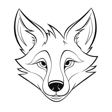 Fox Head Illustration With Black And White Coloring Pages Outline ...