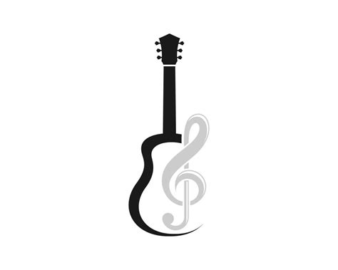 Abstract guitar silhouette with music note inside 4995985 Vector Art at ...