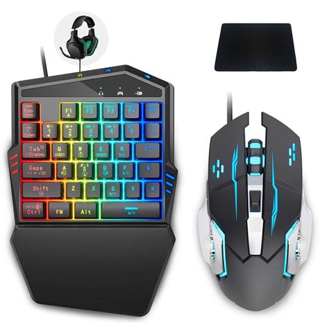 Wired Mechanical Keyboard RGB Mouse Converter Combo Set Gamer Kit With ...