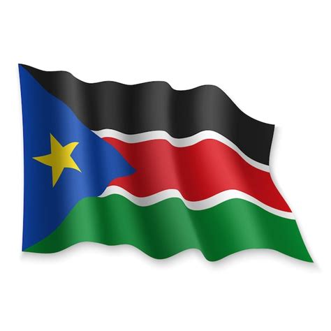 Premium Vector | 3d realistic waving flag of south sudan on white ...