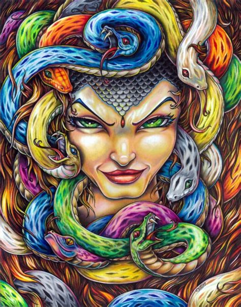 Medusa Greek Mythology Colored Pencil Fine Art Wall Print by - Etsy