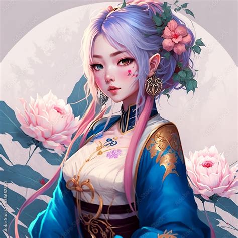 Beautiful Japanese anime girl with different eye color digital art ...