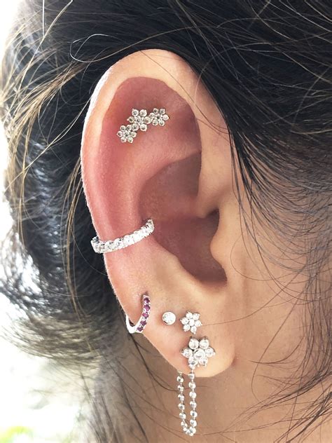 Front Facing Eternity CZ Clicker Conch Earring, CZ Hoop Piercing ...