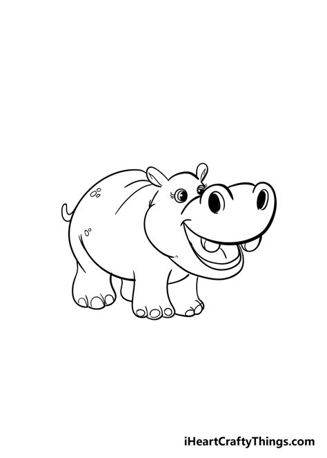 Hippo Drawing - How To Draw A Hippo Step By Step