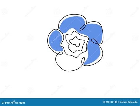 One Single Line Drawing of Nemophilia or Baby Blue Eyes Flower. Natural ...