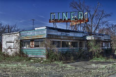 Late for dinner. Abandoned empty diner. Photograph by Robert Wirth - Pixels