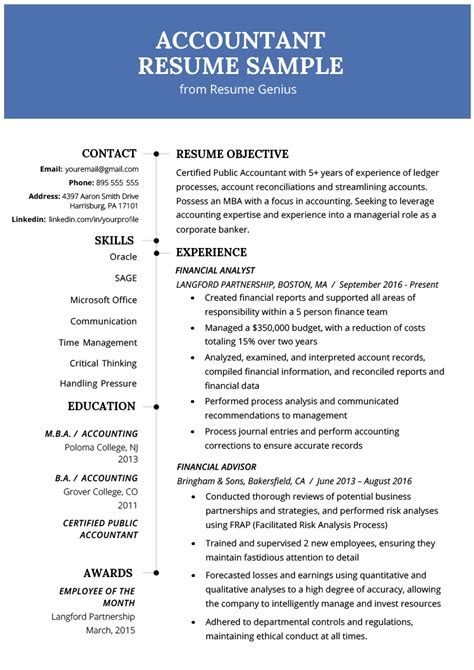 Accountant Resume Sample and Tips | Resume Genius