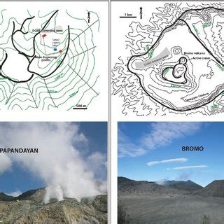 Java island with its 18 active volcanoes. The target volcanoes ...