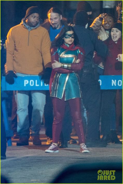 Iman Vellani Spotted in Official 'Ms. Marvel' Costume in New Set Photos ...