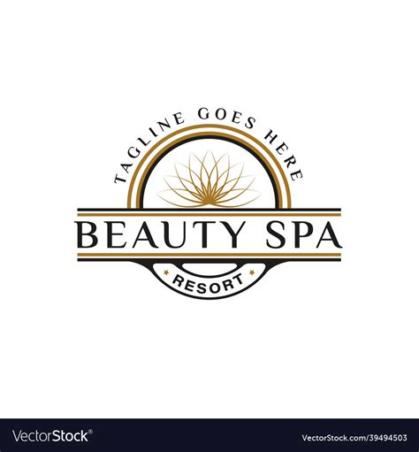 Luxury spa resort logo with flower Royalty Free Vector Image