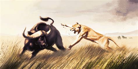 Lioness hunting on Behance