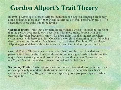 PPT - Gordon Allport’s Trait Theory PowerPoint Presentation, free ...