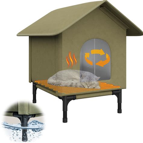 Becuddler Heated Cat Houses For Outdoor Cats, Heat Circulation Heated ...