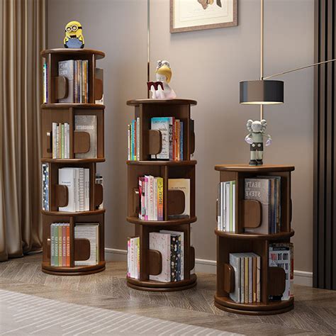 Modern Book Shelf - Sturdy Rubberwood -360 Degree Rotation - 6 Styles ...