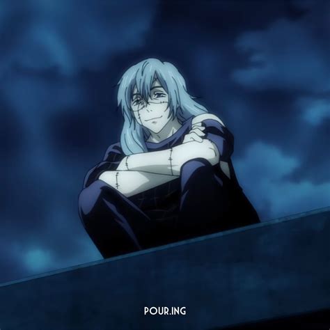 an anime character sitting on top of a ledge with his arms crossed in ...