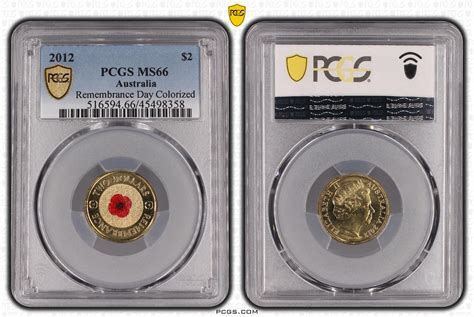 2012 $2 Remembrance Day Coloured Uncirculated Coin PCGS MS66 - Town ...