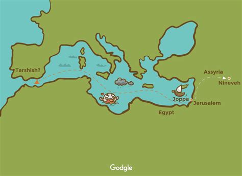 Map Jonah's running away from God instead of Nineveh, he went to ...