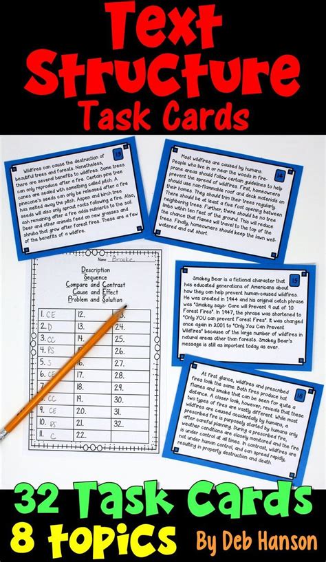 Nonfiction Text Structures: Task Cards with 32 Informational Passages ...