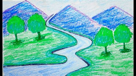 Mountain Scenery Drawing For Kids