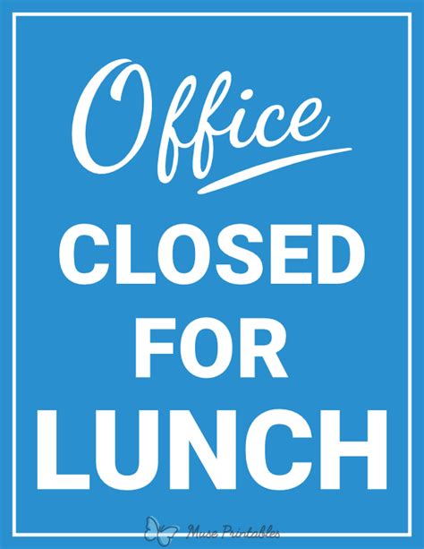 Printable Office Closed For Lunch Sign