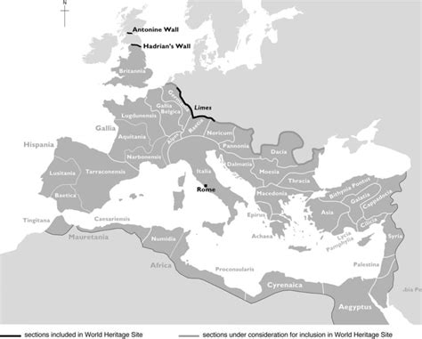 Frontiers of the Roman Empire. Source: Adapted from Hingley (2018 ...