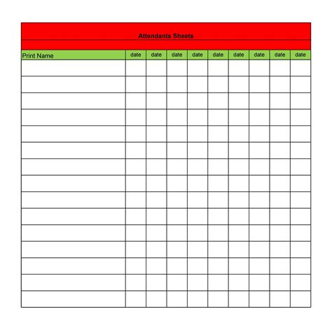 38 Free Printable Attendance Sheet Templates