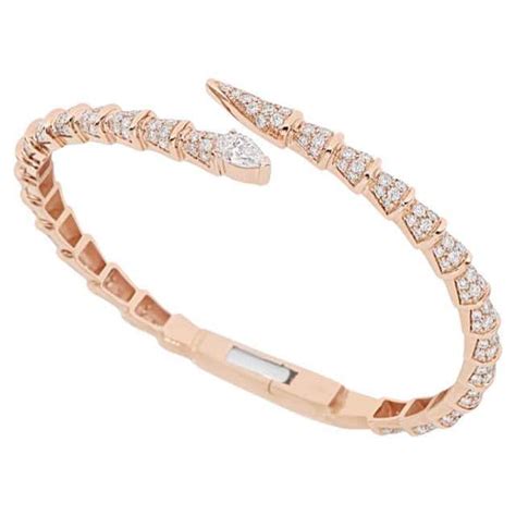 Bulgari Spiga Diamond Gold Snake Bracelet For Sale at 1stDibs