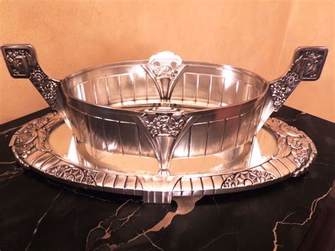 French Silver Art Deco Centerpiece and Mirrored Tray | Sold Items ...