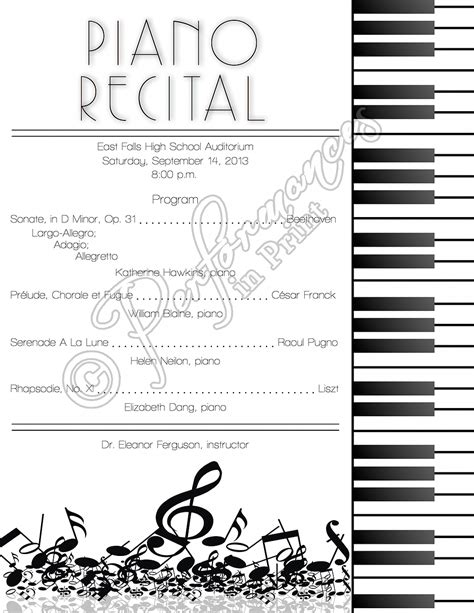 Piano Recital Concert Music Program #pianoclasses | Piano recital ...