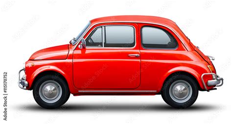 Small red car side view isolated on white background. Stock-Foto ...