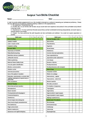 Fillable Online Surgical Tech Skills Checklist Fax Email Print - pdfFiller